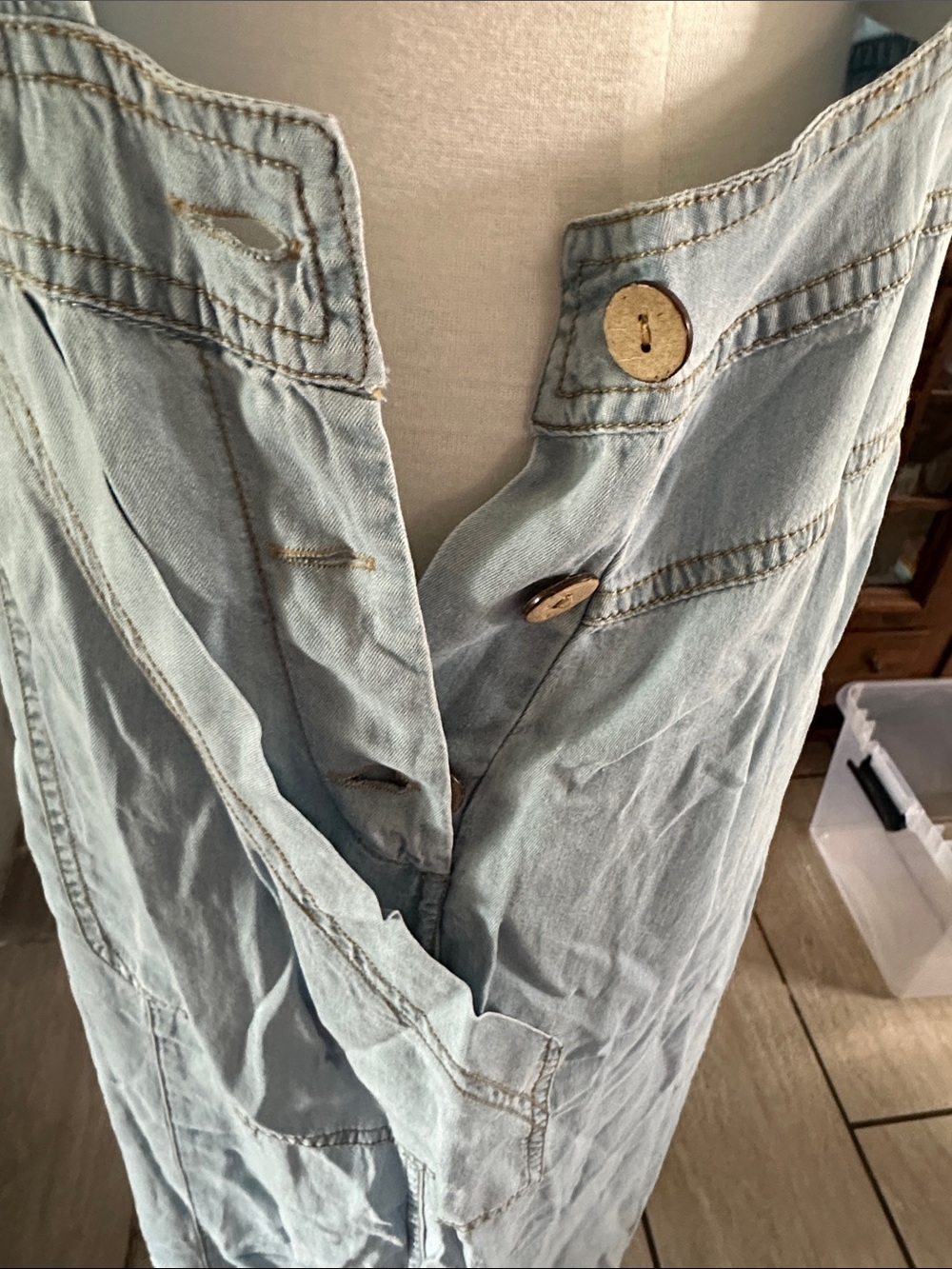 Promesa Light Blue Wide-Leg Denim Overalls Small - Picture 7 of 11